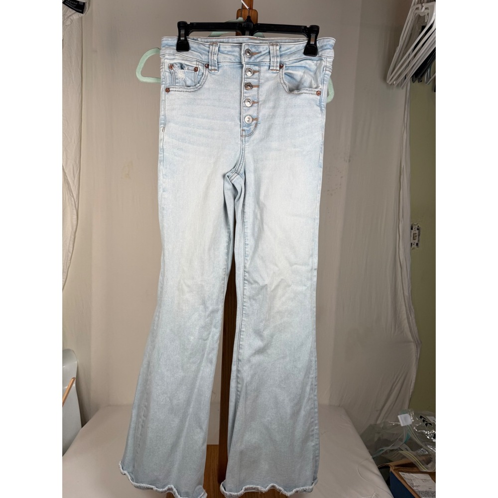 American Eagle Ne(x)t Level Stretch High Waisted Flare Jeans Light Wash Size 8
